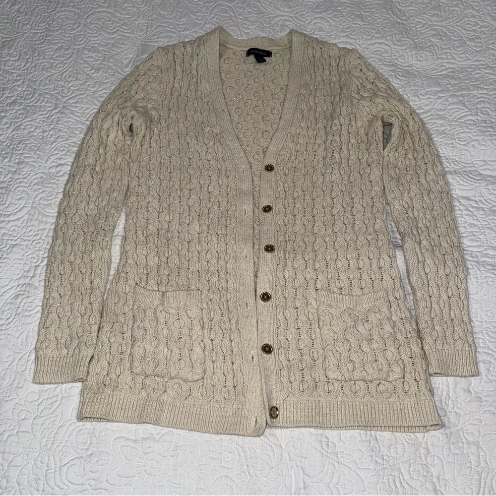 Cream Cable Knit Cardigan Sweater
